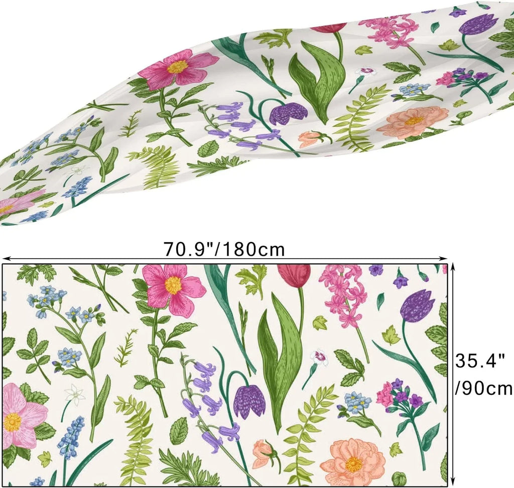 Neck Scarf Long Lightweight Flowers Girls for Wrap and Women Hyjoy Silk Meadow Herbs Scarves Shawl