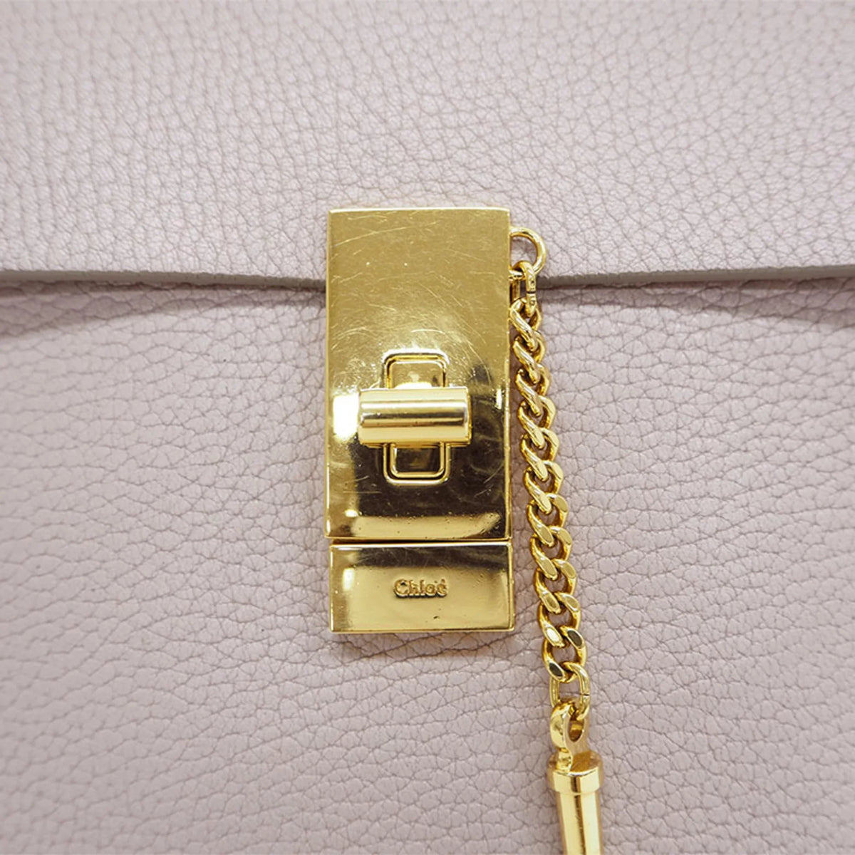 Chloé 3S1031-9 Bag Pre-Owned Ladies (Good) Pink Shoulder Chain Leather Drew Chloe