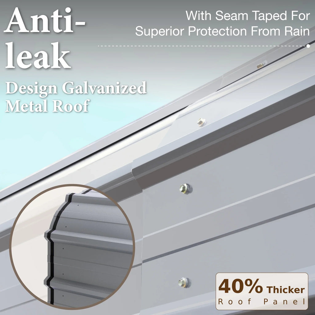 Heavy-Duty 20 Metal Steel Garage Shelter, Living Gray ft Roof, Summit Galvanized with Carport x Storage Car 12