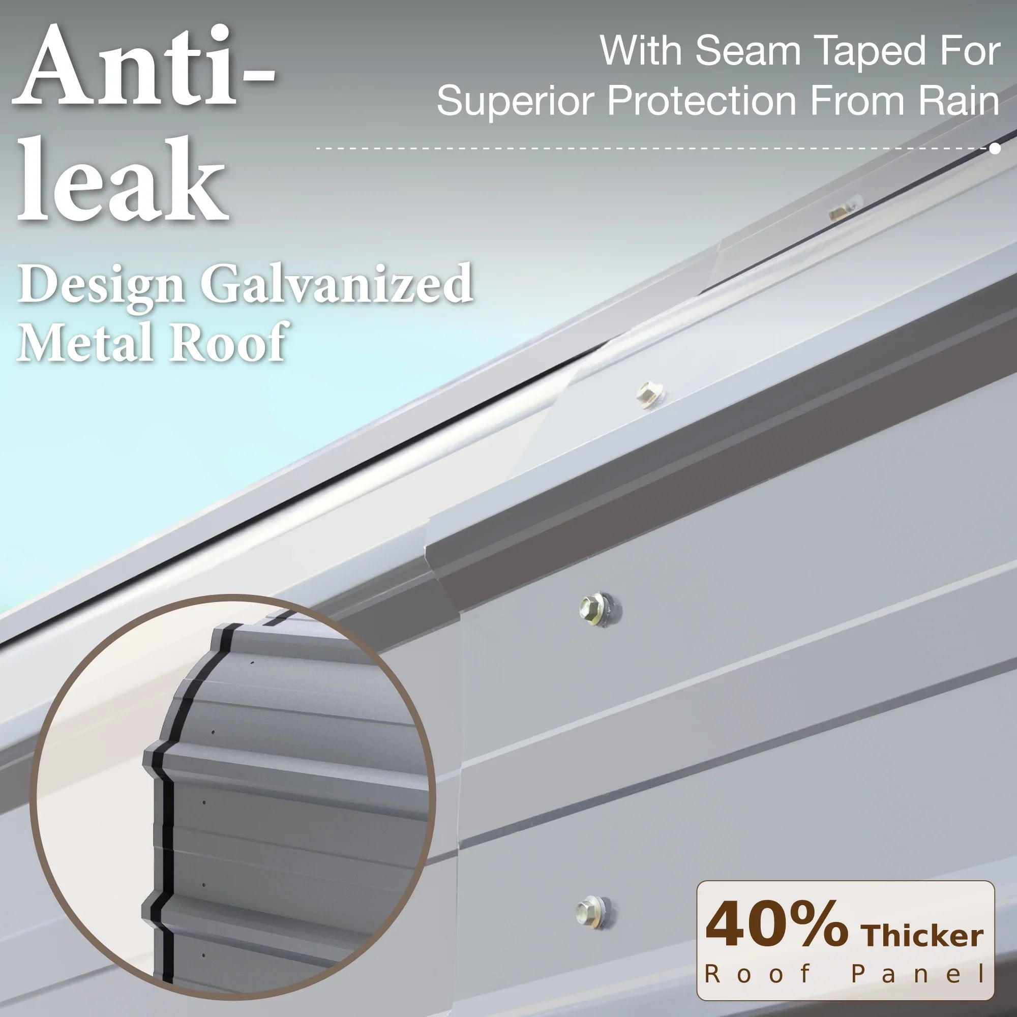 Heavy-Duty 20 Metal Steel Garage Shelter, Living Gray ft Roof, Summit Galvanized with Carport x Storage Car 12