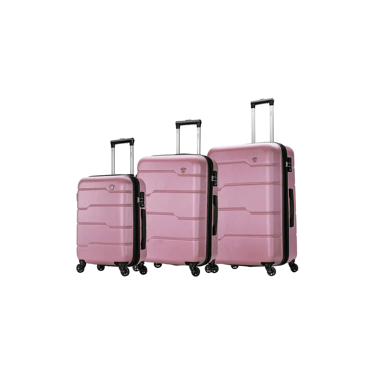 RODEZ Gold Plastic 3-Piece Set Luggage (DKRODSML-ROS) Rose DUKAP