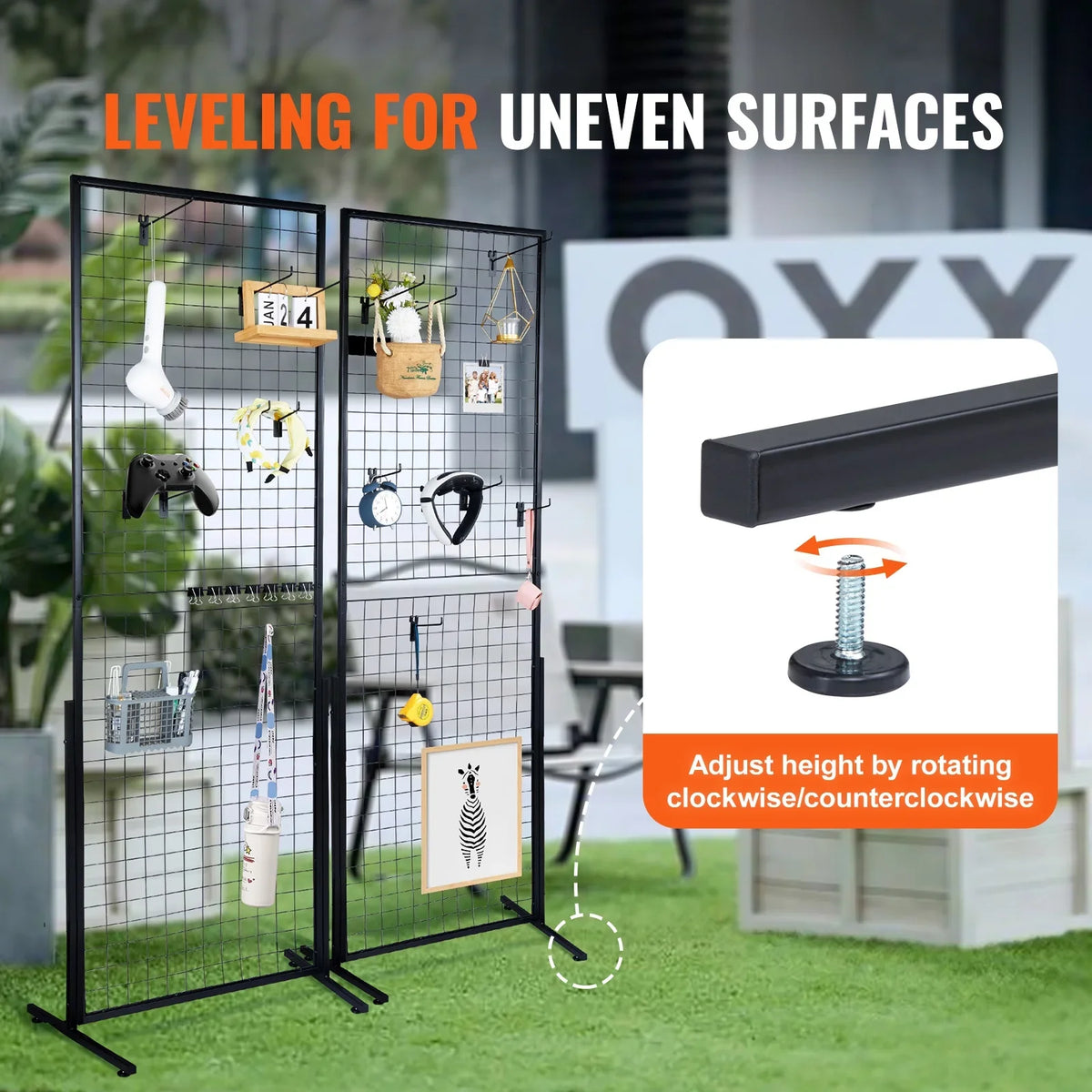 Extra Tower, Clips and for Panels Gridwall BENTISM Gridwall T-Base Grid Wire Display Art Hooks Shows, 2' 2 5.6' Racks Floorstanding, x Panels Packs Wall Double Side Display with Craft Retail with