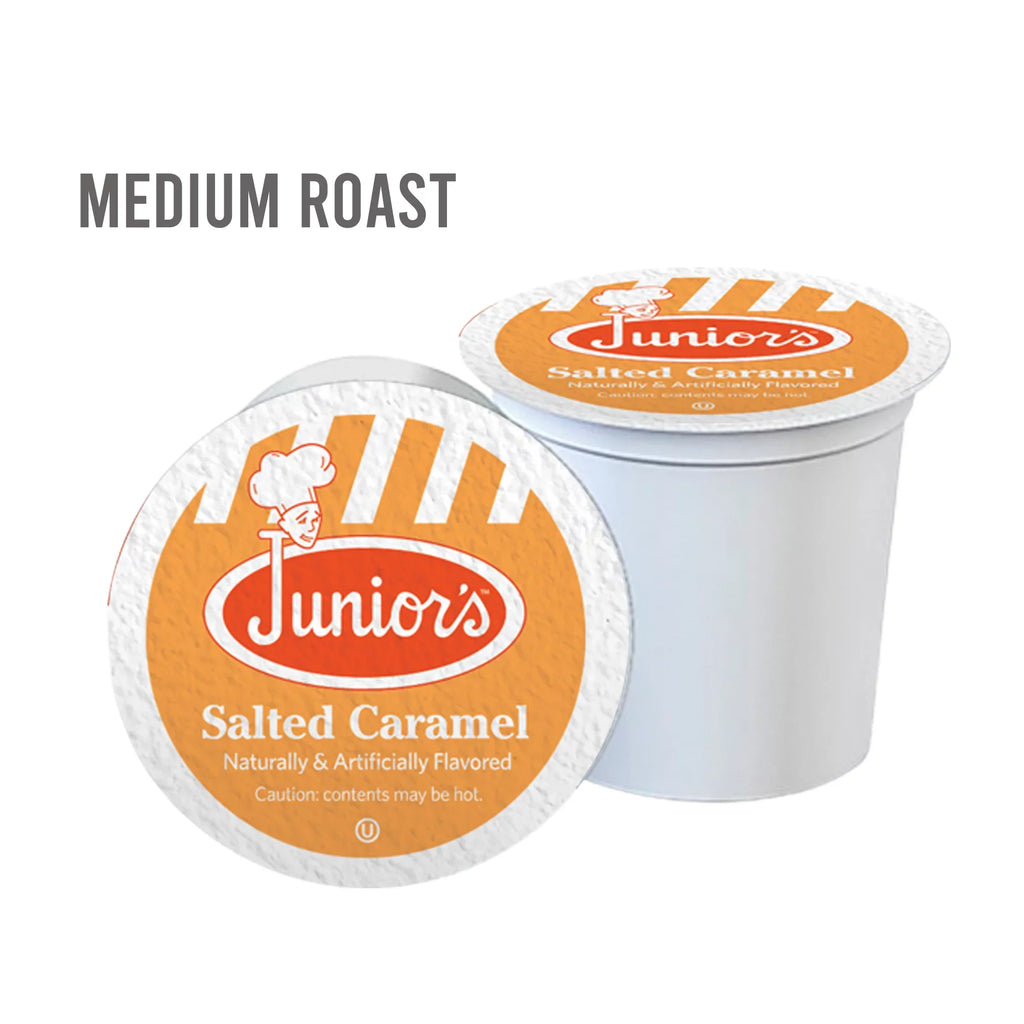 4 each Cups Junior's ct Fabulous Salted Roast Serve Single 18 Most boxes Caramel, Medium