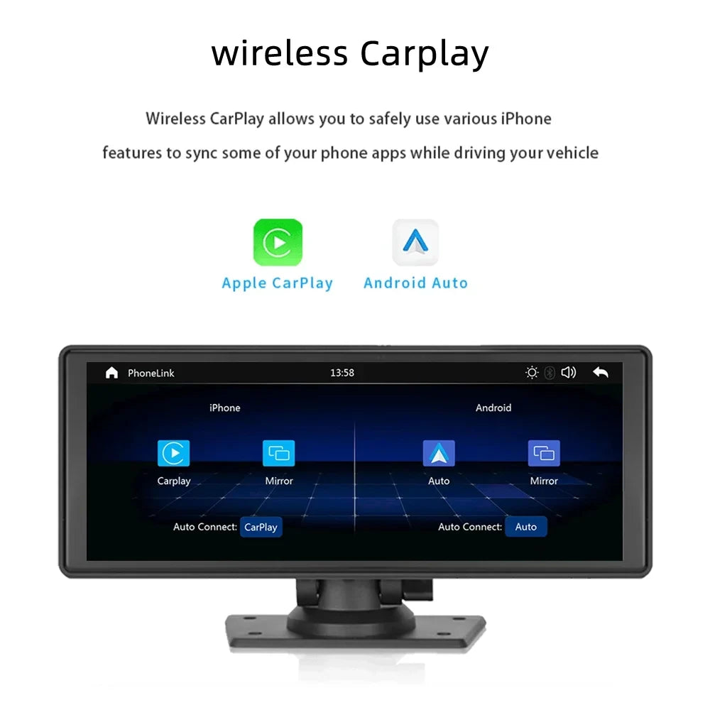 Touchscreen,Supports Front Camera, Bluetooth Stereo, Auto Backup Cam, Hands-Free Most 9.3" Dash Wireless Android Cars & IPS Carplay transportable Calling, HD Polarlander Car