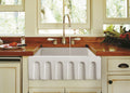 Farmhouse Fireclay Sink Bowl White Single Ostia Apron) (30” Kitchen Reversible ZUHNE