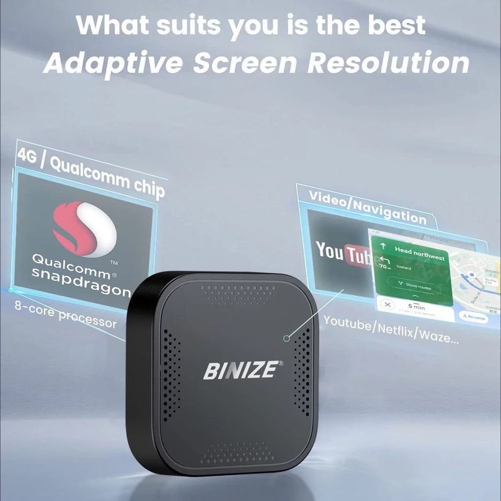 Auto Navigation,Support System,Built-in Only OEM/Factory CarPlay,Wireless CarPlay&Android BINIZE for Wireless ai Netflix,etc Android Cars YouTube 4G Wired Box with Cellular,4+64G,8Core, Fit