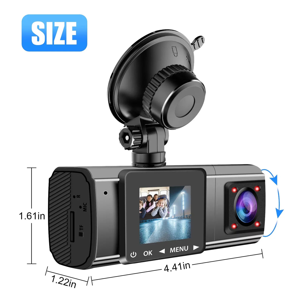 Camera 3 with Vehicle Inside 1080P GPS 64G and Dash Front Cam