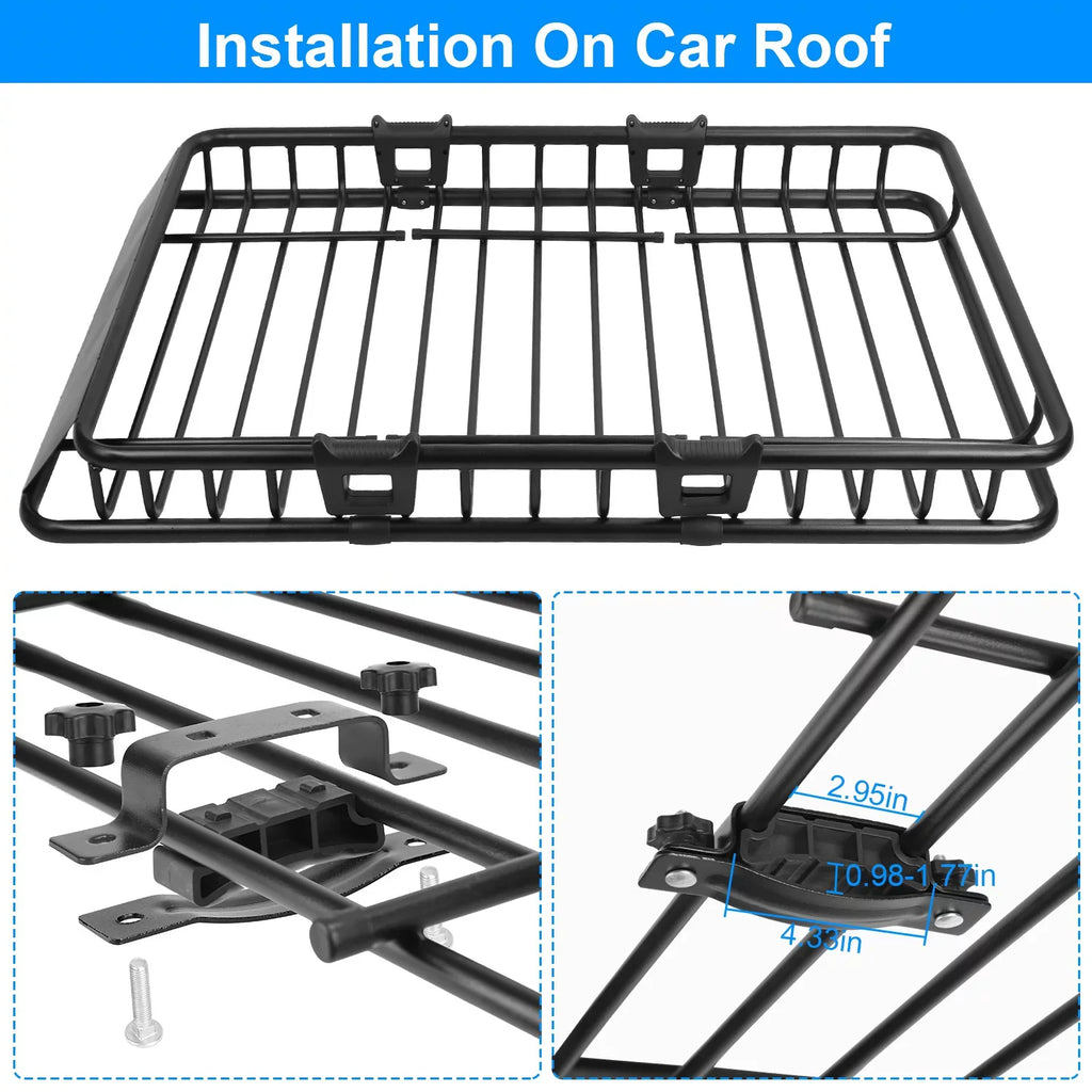 Carrier Heavy 220lbs Basket Strap Black Capacity Hook Cargo with Net Universal 63x39x6.3in, Rack Elastic Top Car Cargo Duty Holder Rack Roof iMounTEK Luggage