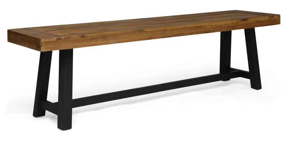 in Outdoor Sandblast and Black Raphael Teak Bench