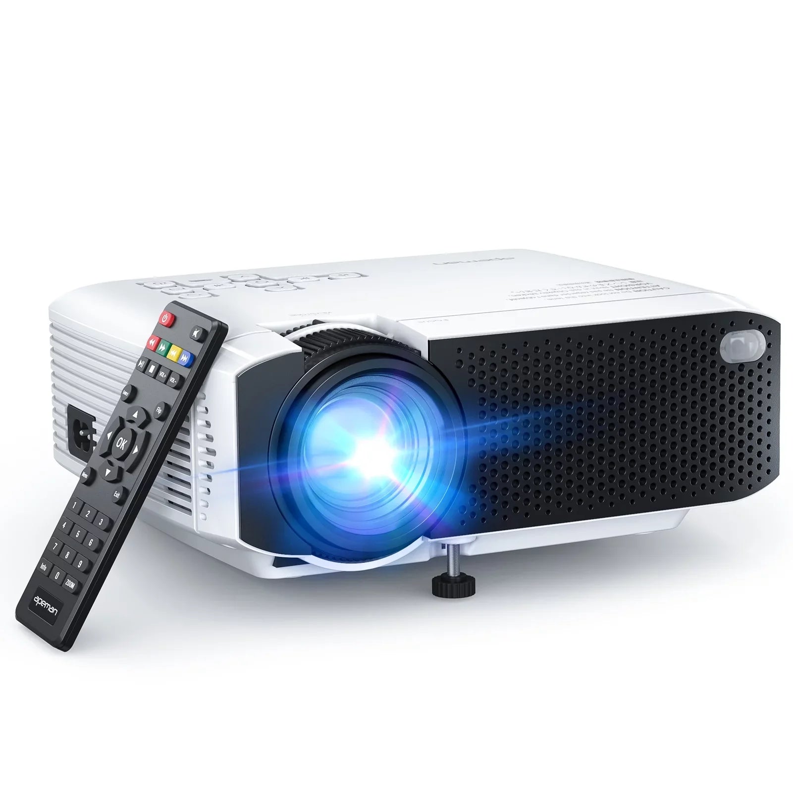 480P Projector, Theater Native Dual Support Eyes LC350 1080P Home Protection, Speakers, LCD Apeman Multiple Connection