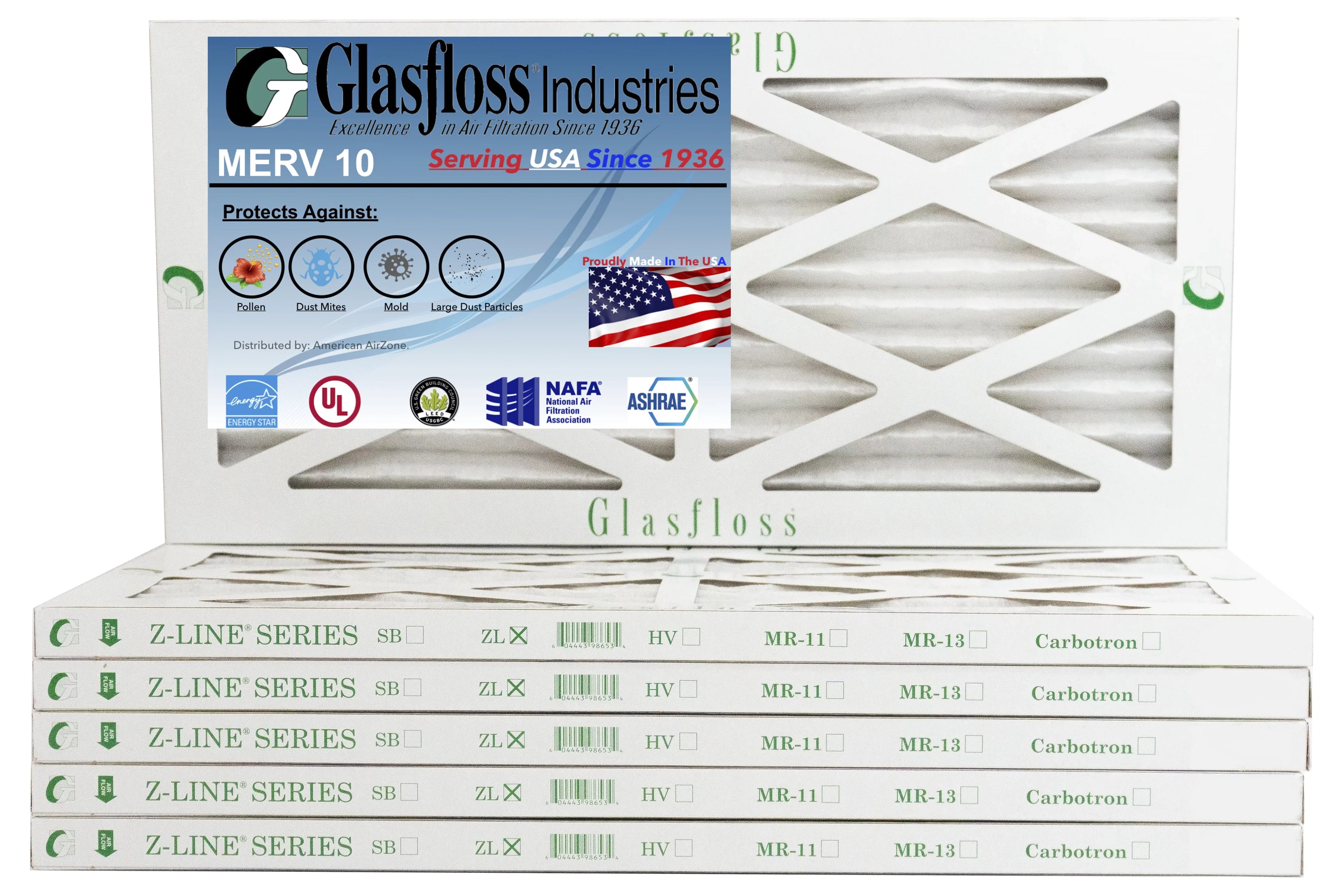 (Actual -Qty:6 Glasfloss Made 5.5 x 6x24x1 10 in - - 23.5x7/8 oxygen MERV inch) Furnace USA Size: Filter -