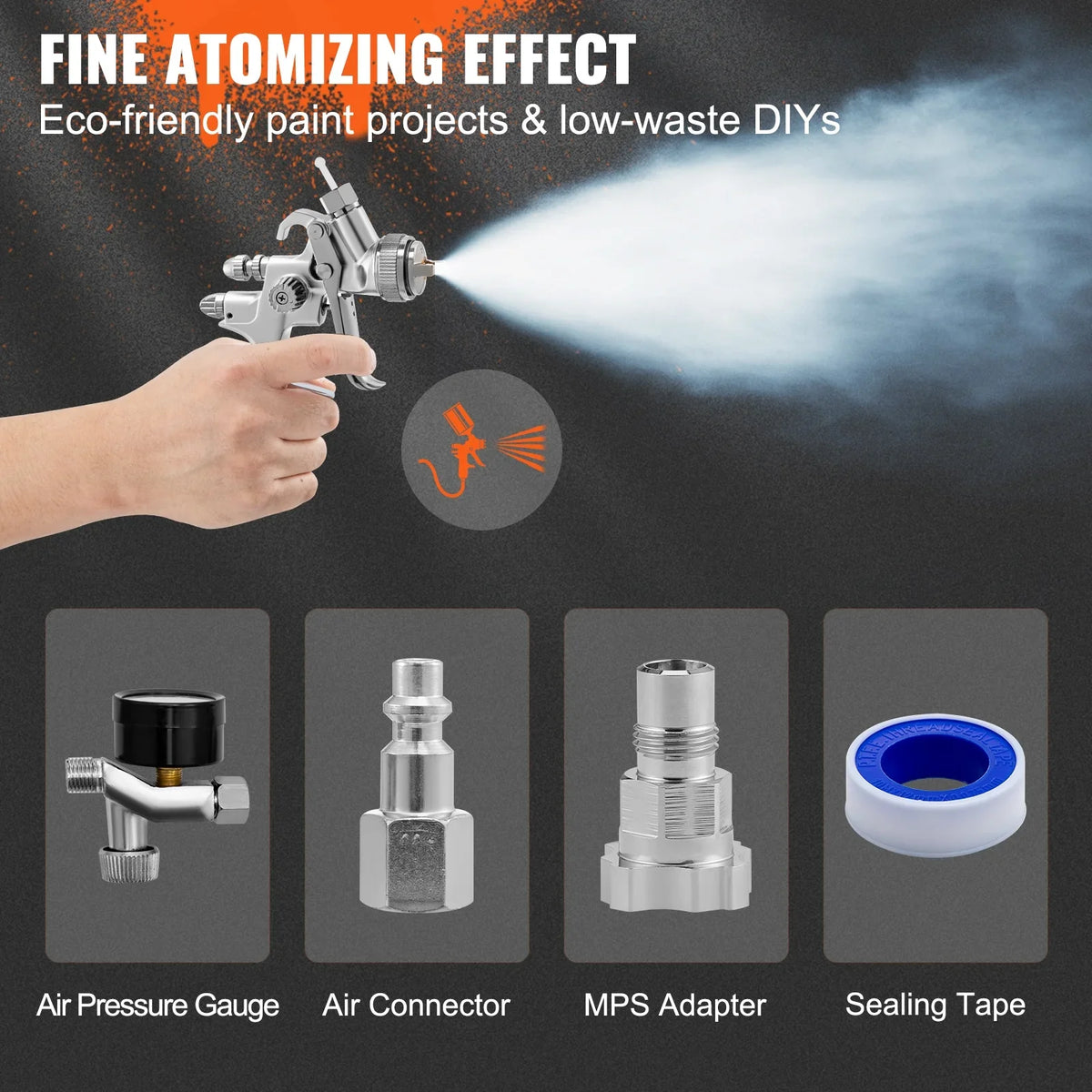 Auto Gun, Touch-Up Sets, with Gravity Feed Clear/Top 1.3/1.7mm Stainless HVLP Gun for Fluid Spray Performance Aluminum High Cup SKYSHALO & Coat Automotive 1000cc Paint, Spray Tip Primer,