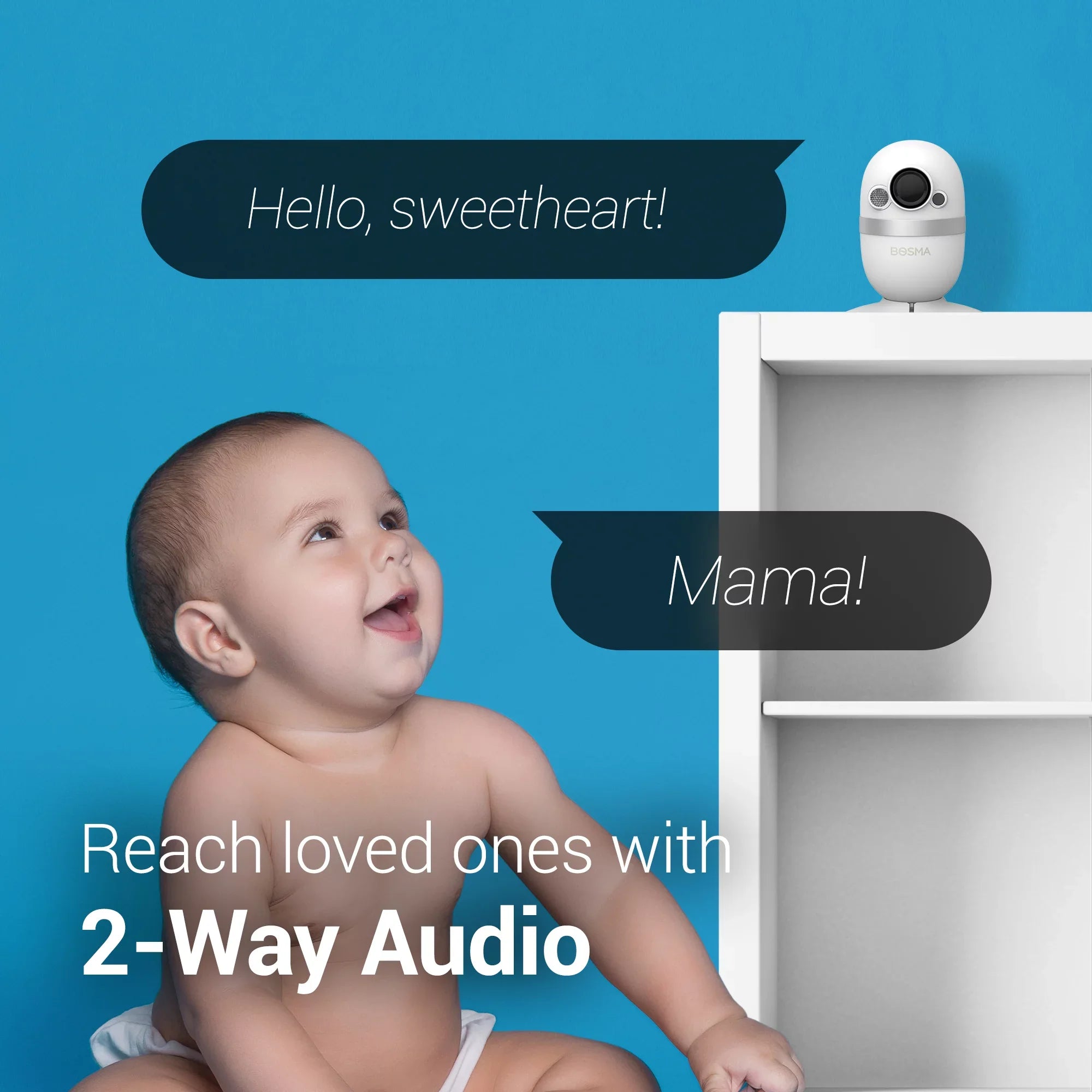 Audio, with Color Storage Security Indoor HD Angle, Motion Night Detection, 162° with Monitor, Camera Vision, Camera Baby Local app, WiFi 2 Way Free Super CapsuleCam Sound & Bosma 1080p Wide Phone Pro