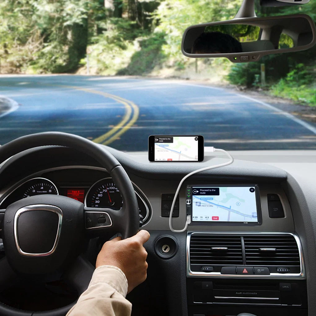 Reverse Camera Link(Both 7" Car Screen and System) Android And Touch Radio with Bluetooth Support Double HD Mirror Stereo ios Din