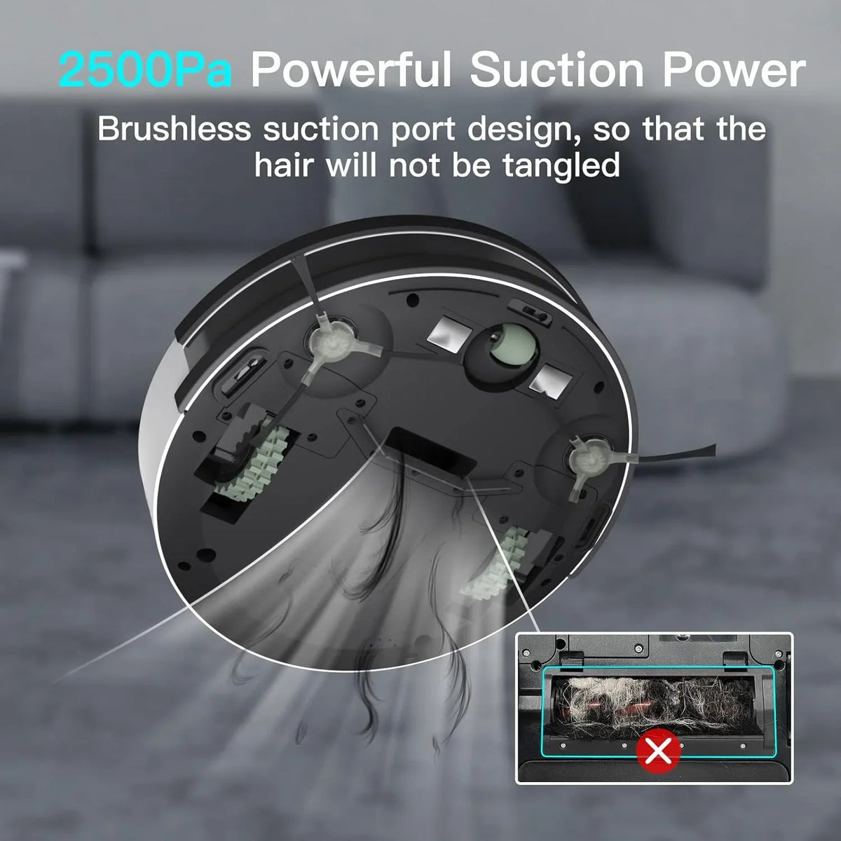Pet Pile FJU Runtime, Hair, with Quiet Suction, Cleaner, Hard and for Robot Carpet, Strong Vacuum /APP, Vacuum Robotic 2500pa Work 120Mins Low Floor Small