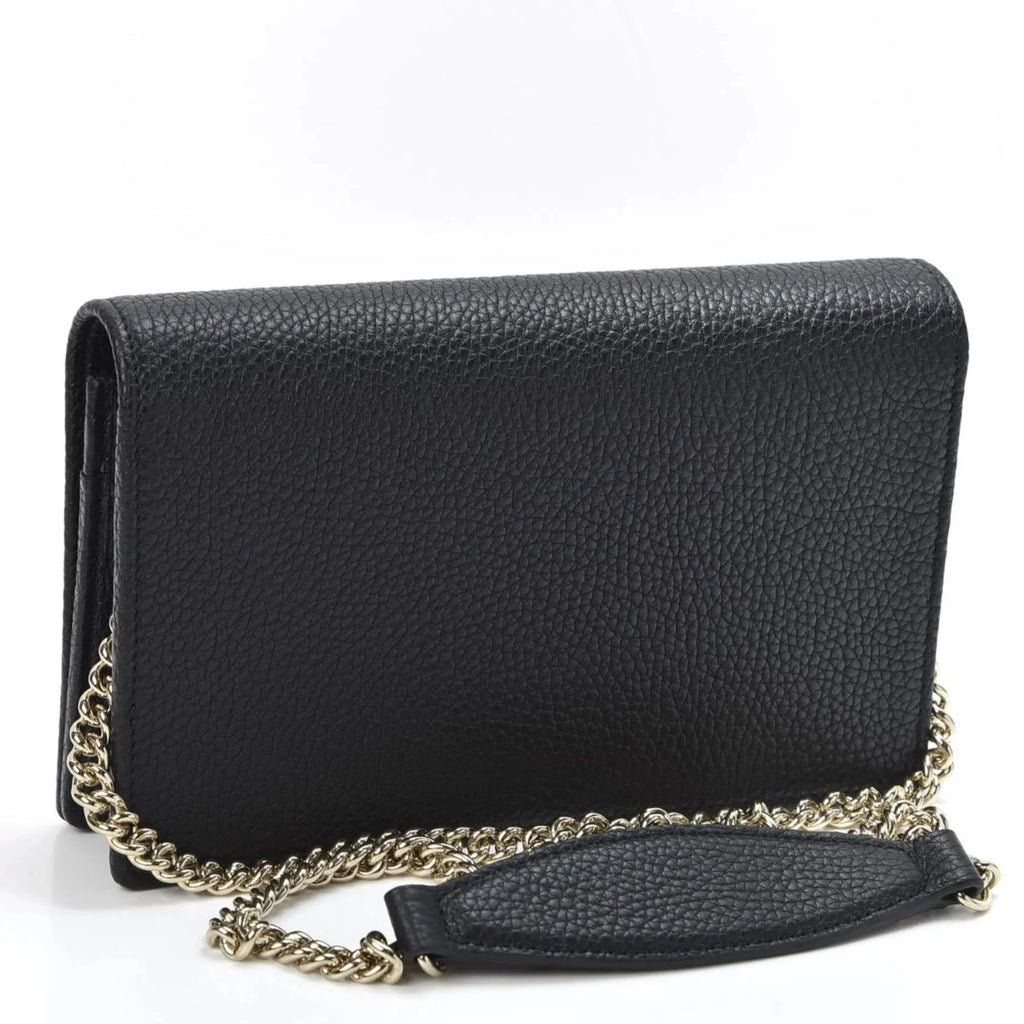 Gucci Bag Cross Leather Wallet Black Body on Soho Chain