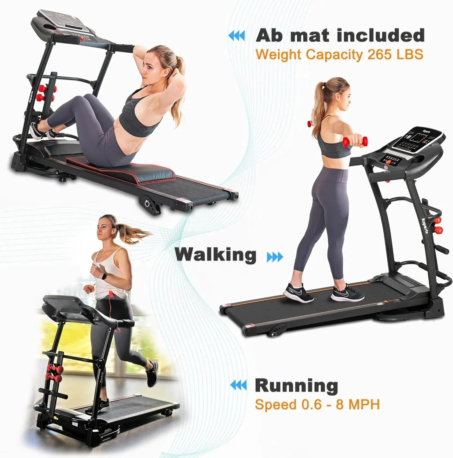 16.5 Inch Treadmill With Equipment, Display, Foldable Tracking Home Bluetooth Black movable LCD Connectivity, Gym And Apps For Fitness
