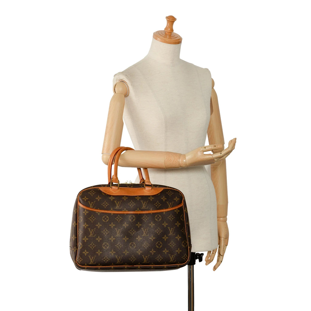 (Good) Handbag Unisex HandleBag Brown Pre-Owned Canvas Louis Monogram Vuitton Authenticated Deauville Top