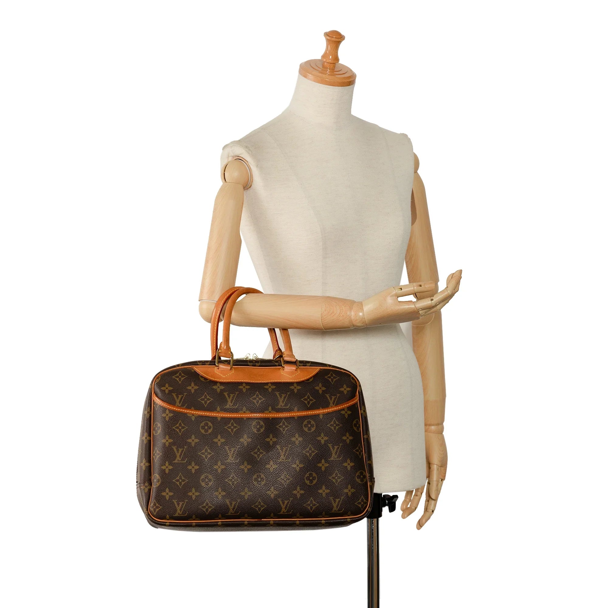 (Good) Handbag Unisex HandleBag Brown Pre-Owned Canvas Louis Monogram Vuitton Authenticated Deauville Top