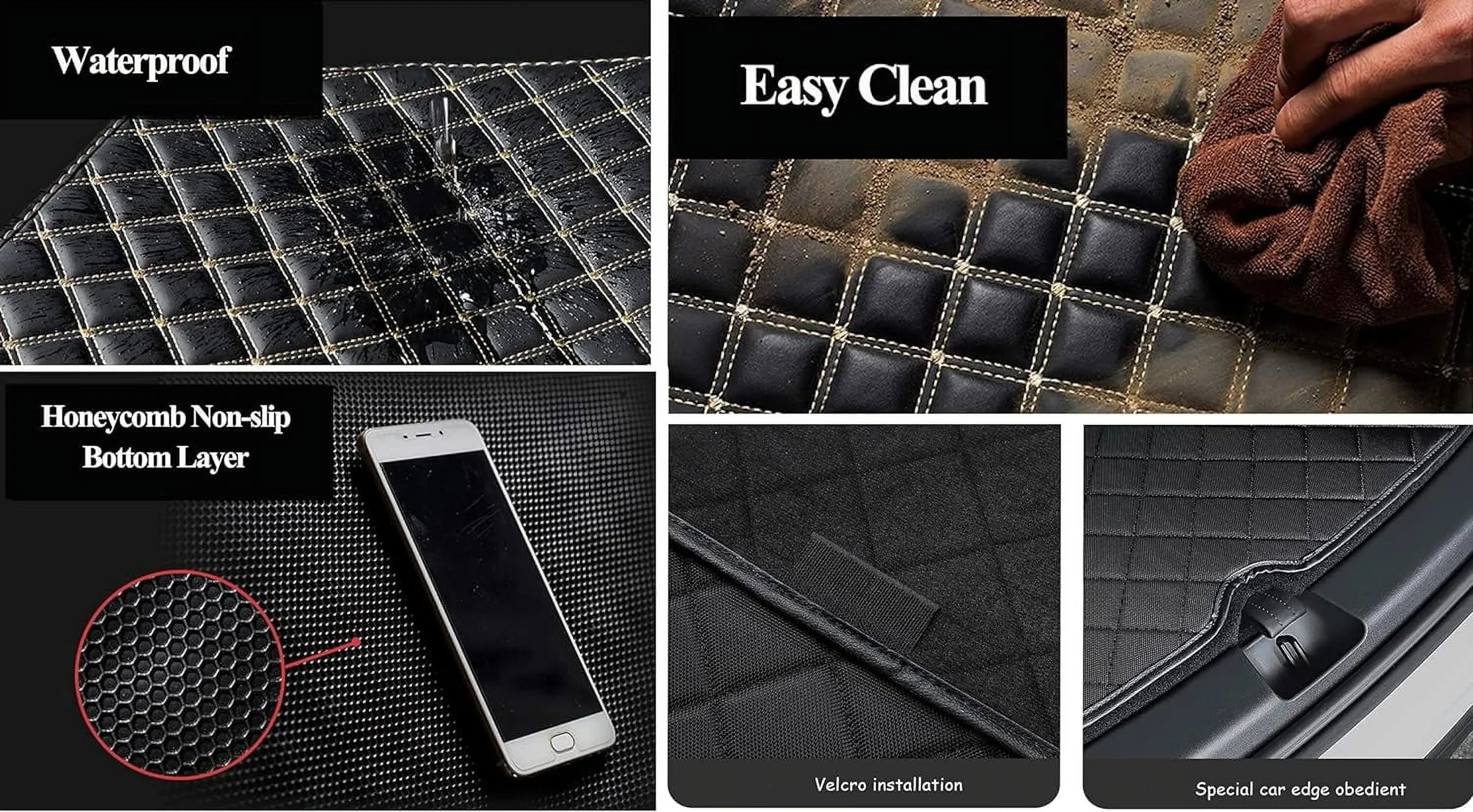 Custom Boot Liner Liner Makes for Full BMW-Tesla-Mercedes-Honda-Lexus-Subaru with Weather Car Cargo Mats -Black Trunk 95% Stitching Coverage Black Trunk Car Mats All
