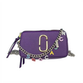 Logo Chain Purple Bag with Strap Snapshot Women's Cross body Leather