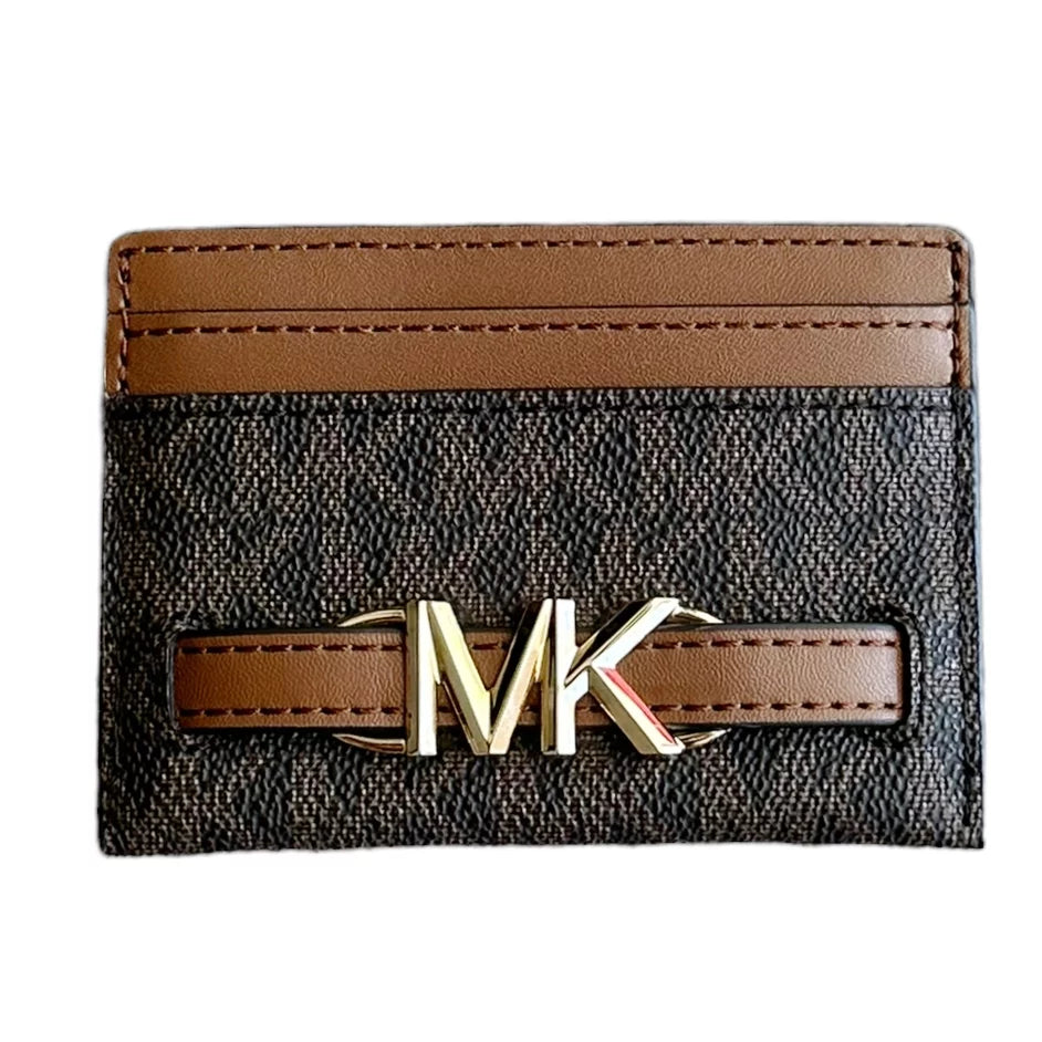 Brown Card Wallet Michael MK Holder Kors Reed Signature Logo Large