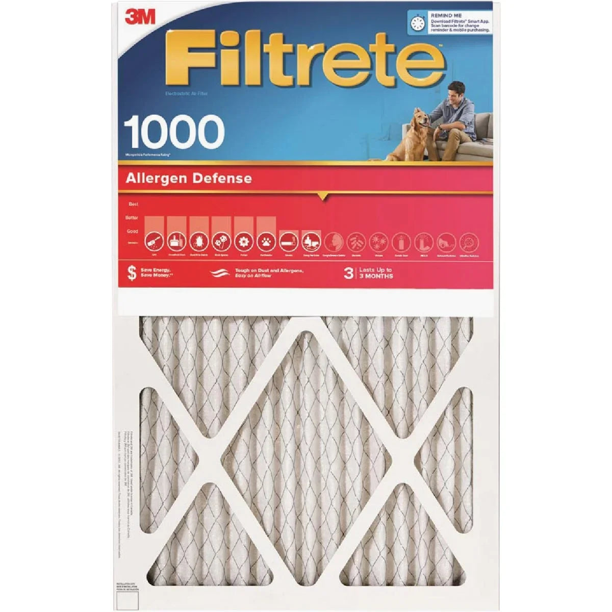 In. MPR Furnace Allergen x 20 Defense Filter In. Filtrete 1 12 PK, 1 x 1000/1085 In.