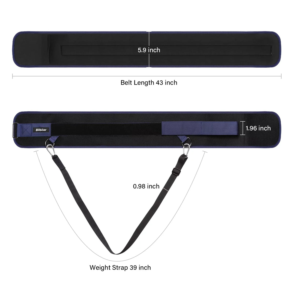Rings&2 up,with 39 Strap,Weight 43 inch Belt inch lifting Comfort Weightlifting,Weight strap Adjustable,45-Angle Dip Bilbear Dip for Hooks Belt pulls Snap Position for