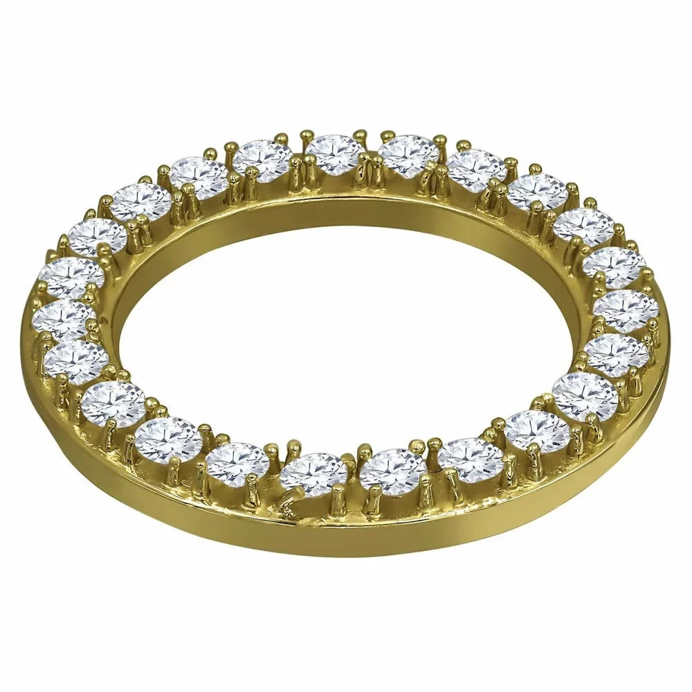 Diamonds Yellow Simulated 32mm Custom Insert Stainless Gold Solid Bezel 14K Rolex Cover Case Watch Steel Finish