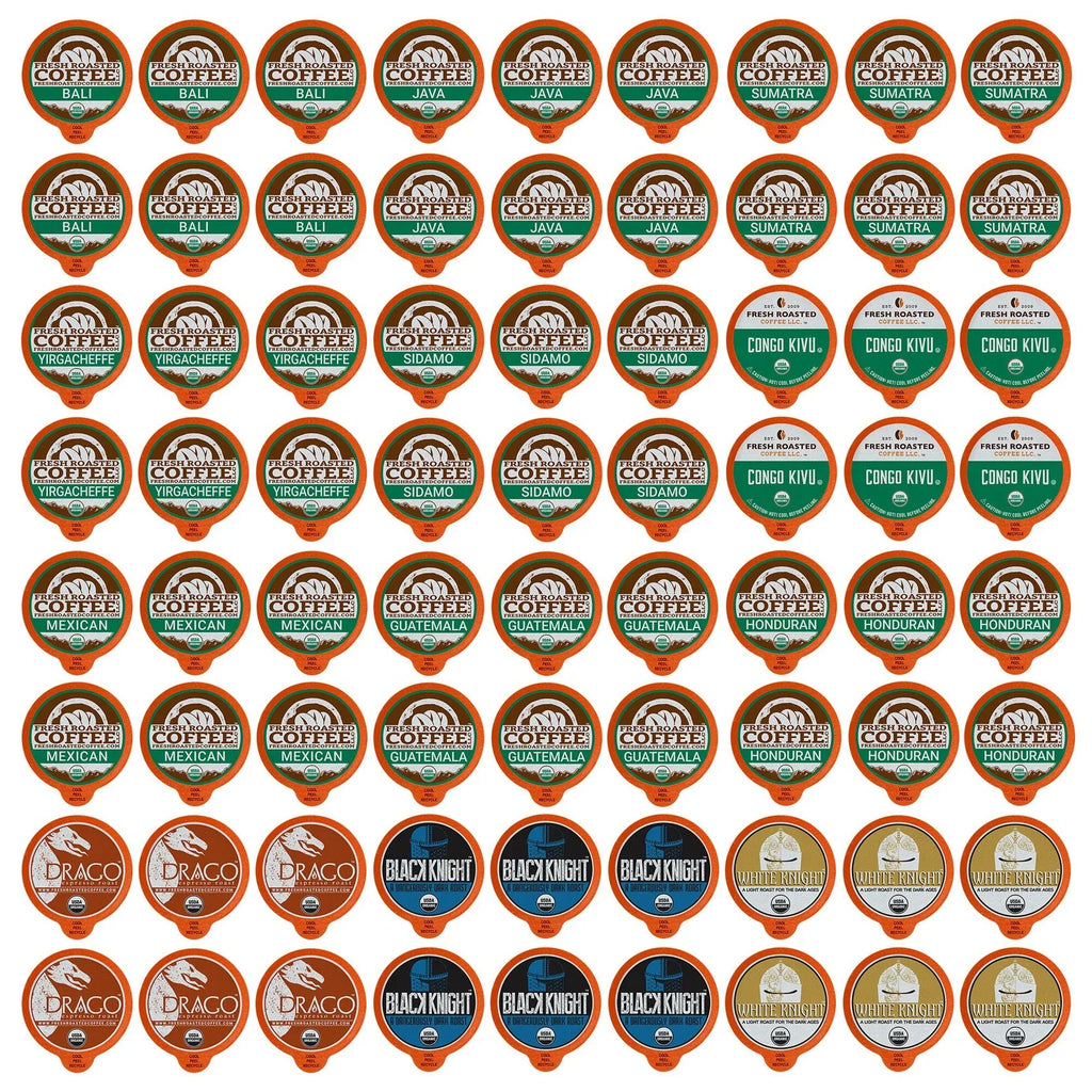 Brewers Count Pod Coffee, Keurig Sampler, 72 Roasted K-Cup Organic Coffee for Fresh