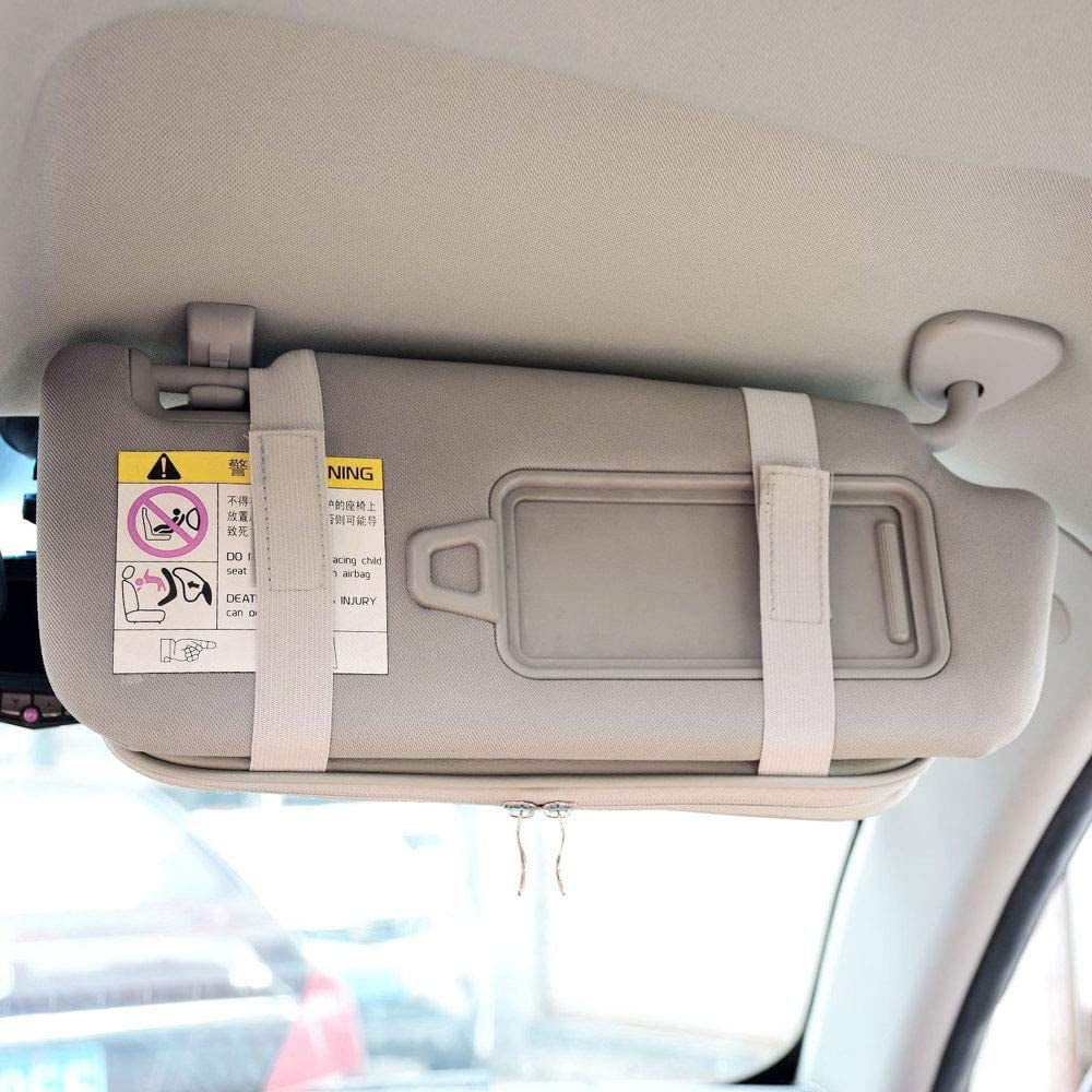Auto Car Net Pocket Holder with by Storage Da Visor Visor Interior Organizer Visor Pouch and Sun Accessories Multi-Pocket Car Truck Car Zippers(Black)