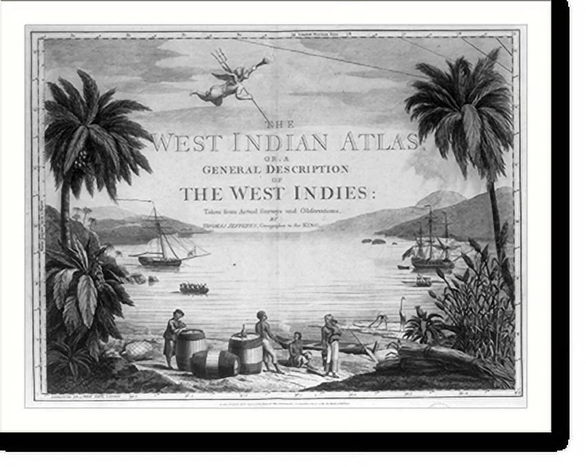 large in West sailor Natives 17-7/8" casks, British the the Print, Indies a harbor], [A on scene x ships Framed with and the beach two Historic and three 21-7/8" showing in