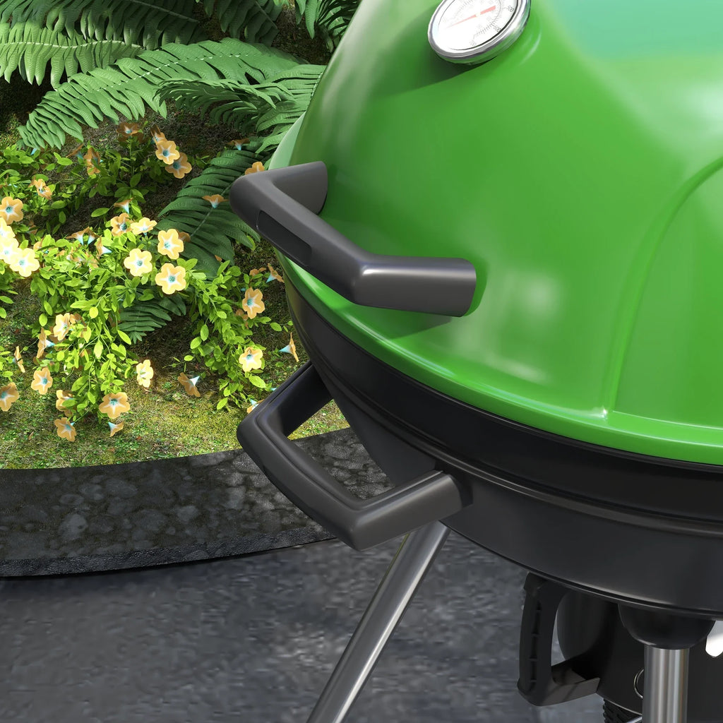 with Sq.In. and Charcoal Backyard Outdoor Cooking Green 21" Thermometer BBQ Area, Party, CoSoTower for Trolley Barbecue Grill Shelf, 360 Ash Built-In with Wheels, Catcher Kettle Patio,