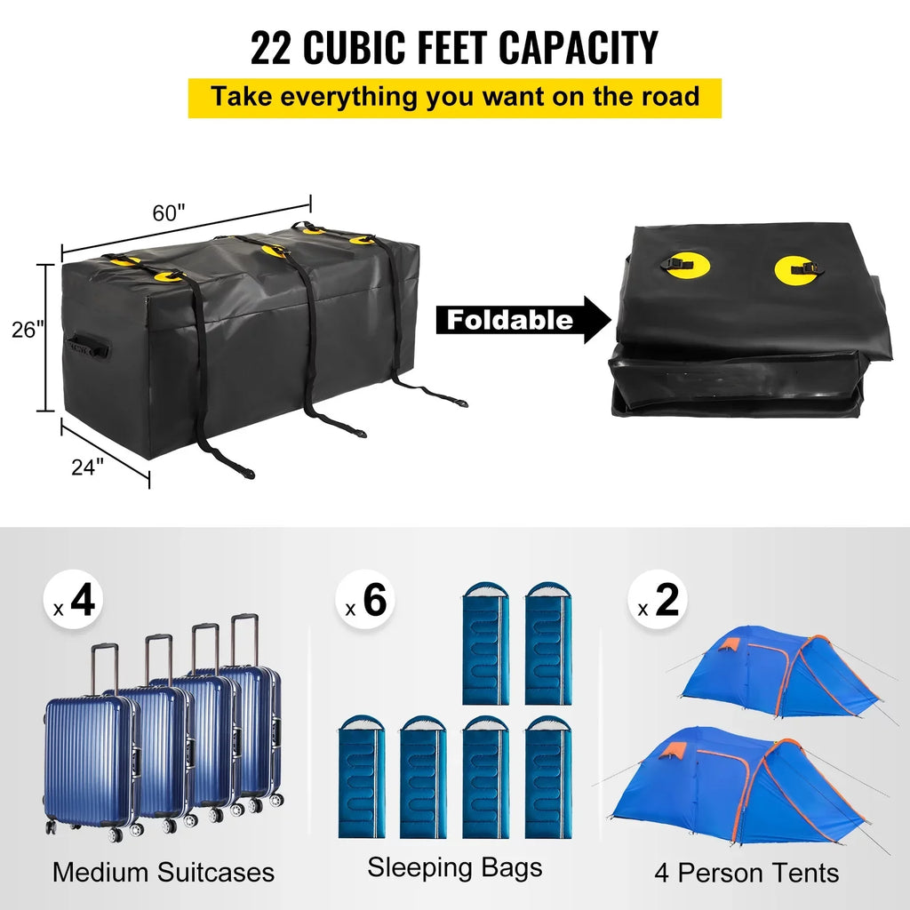 Carrier Hitch Waterproof Cargo Hitch Hitch Bag SUV Duty Feet), Heavy Bag, Fits Truck Carrier 840D for Car Basket BENTISM Straps, 60"x24"x26" (22 Vans Cubic Reinforced Cargo with ,