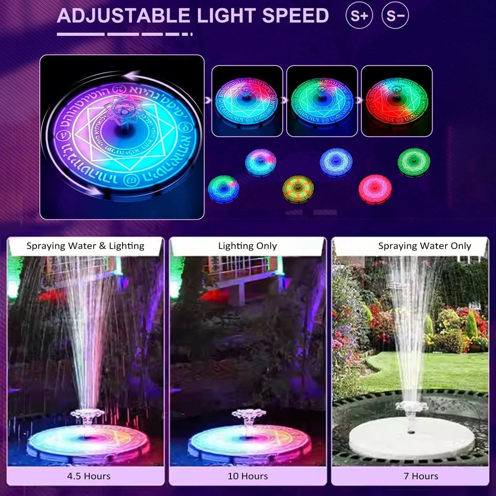 with Fountain Dcenta for Garden Pond Fountains Powered Light Solar Control Remote Bird Bath