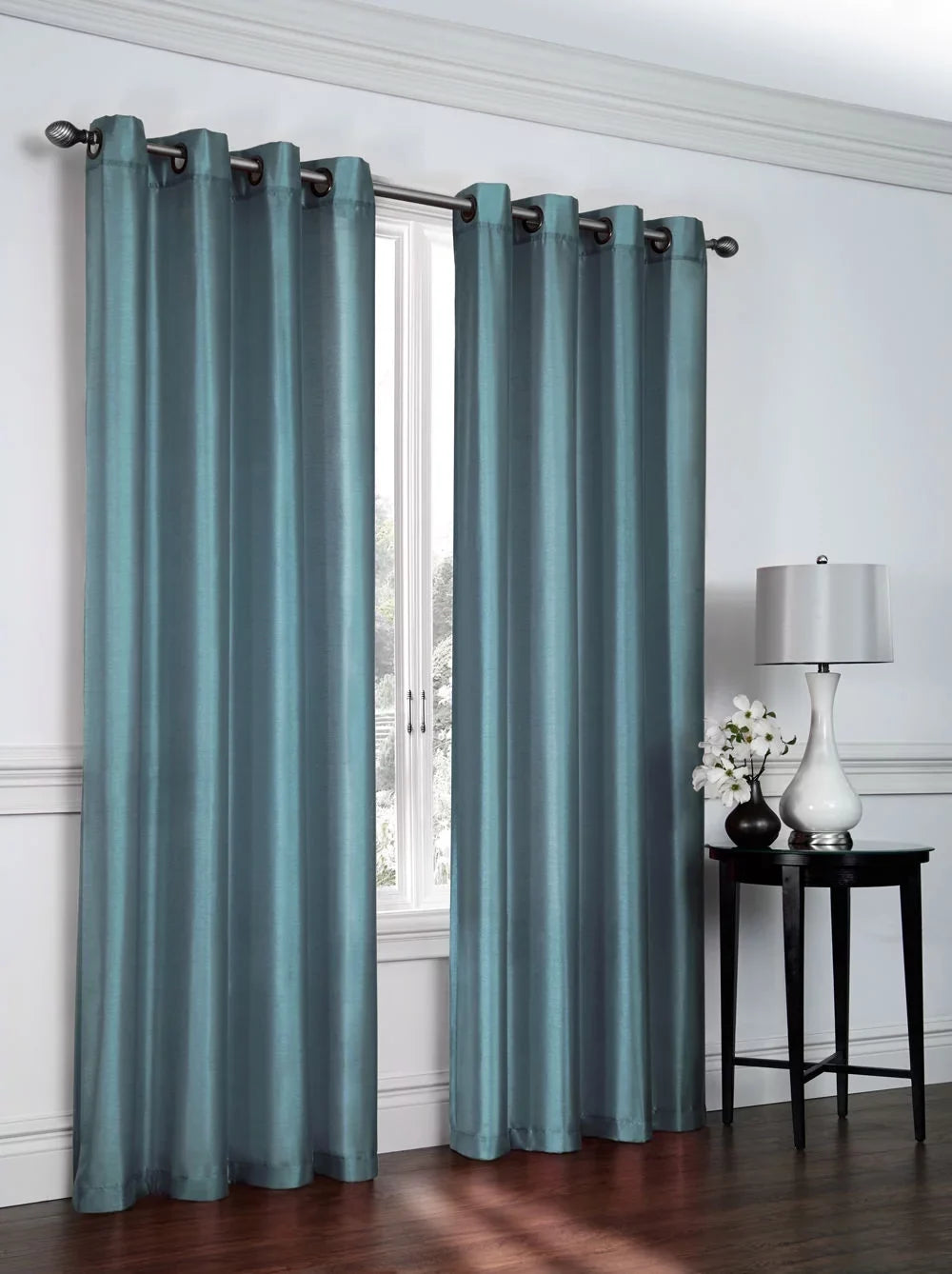 2 Top - Collections Panels Shimmer Curtain Semi Home Pack: Seaside Ultra Grommet Luxurious Sheer Regal