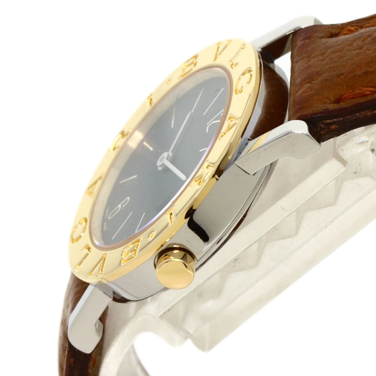 (Good) Ladies Stainless BVLGARI Pre-Owned Steel/Leather/K18YG BB26SGL Watch