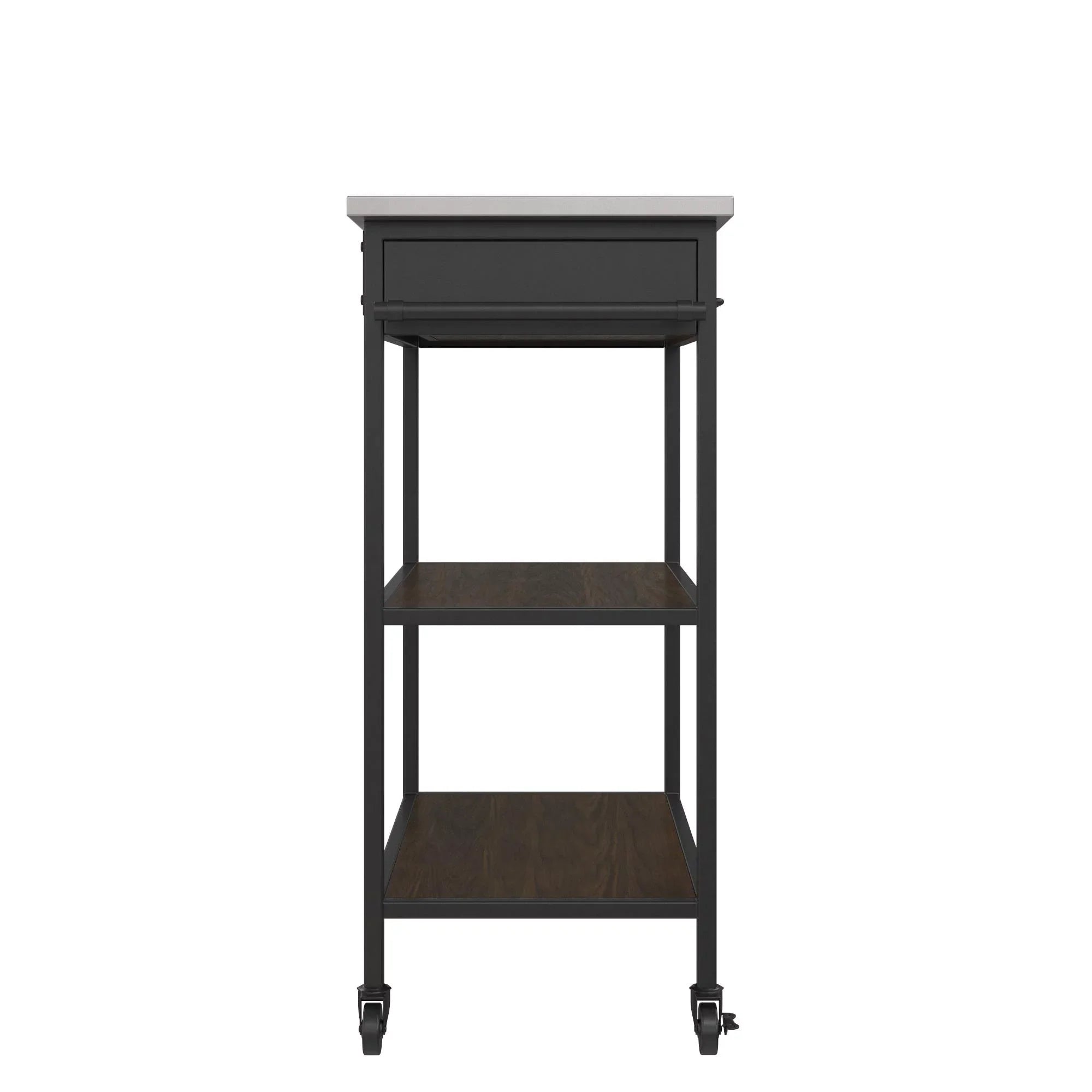Counter DHP Black Brown Frame, Metal Stainless Top, Pantry Kitchen Kane Cart, Storage, Steel