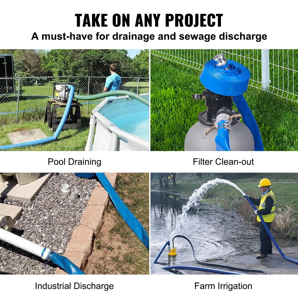 E with Aluminum Hose Discharge Disposal, Pool Backwash Water with Fittings Great Swimming Hose 50' joints, Camlock 2'' C for BENTISM Filter & x