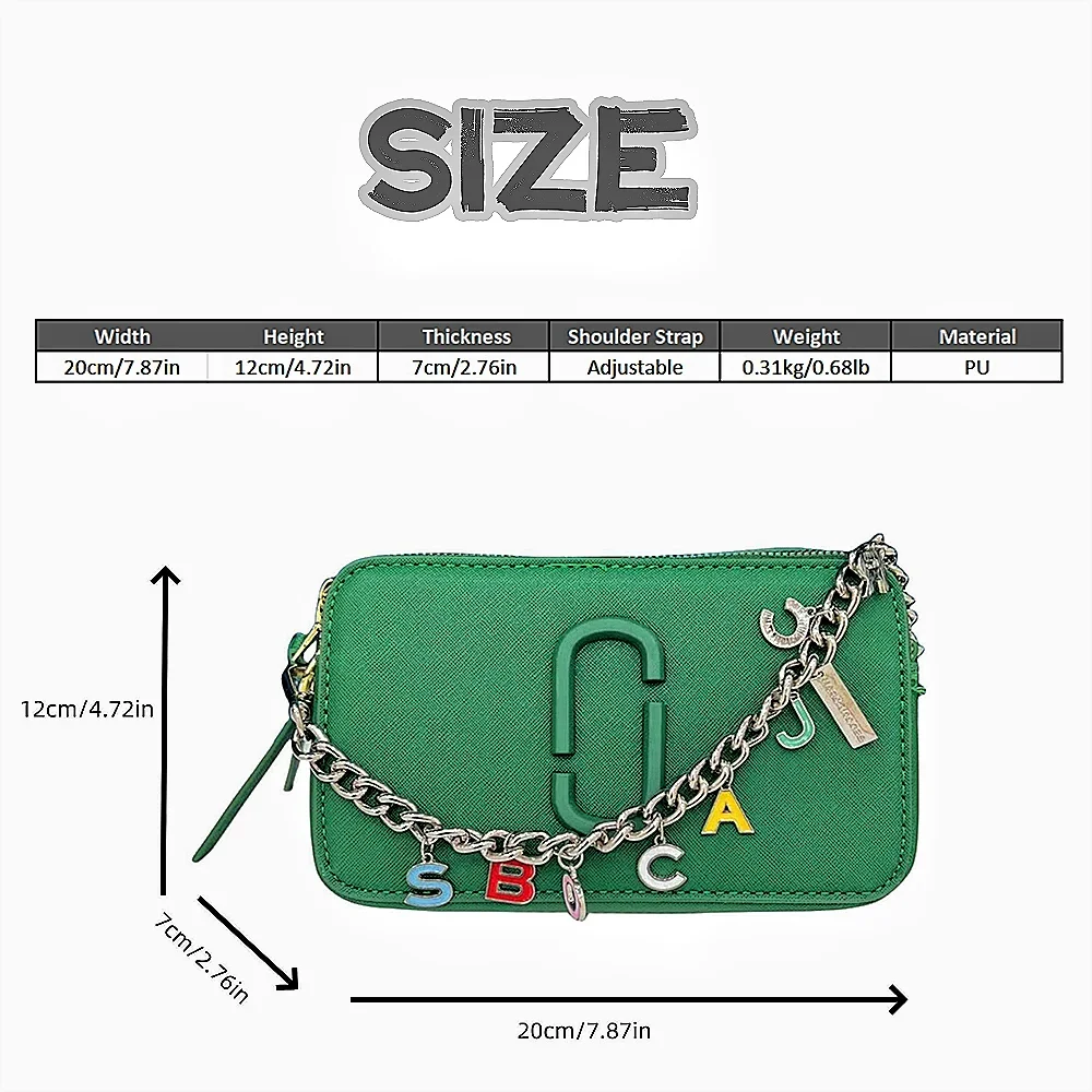 Logo Chain Purple Bag with Strap Snapshot Women's Cross body Leather