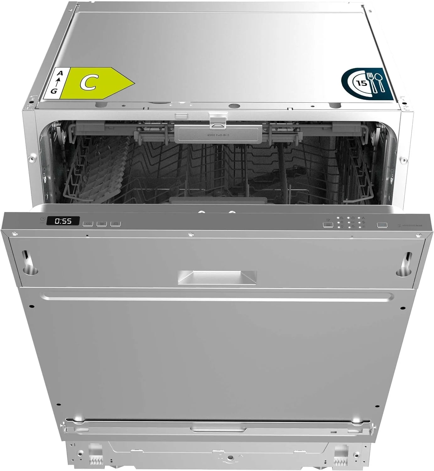 Cecotec Wbudowana Zmywarka Do Naczyń 60 Cm Bolero Aguazero 6500 Full-Bi. 15 Sztućców, Trzeci Pojemnik, Niskie Zużycie Energii, 6 Programów Z Dual Zone
