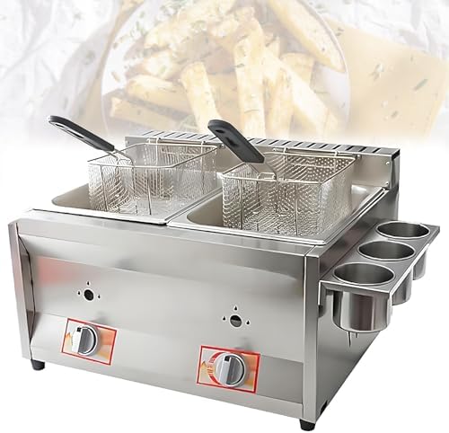 Frytkownica Gazowa Komercyjna, Podwójna, Ze Stali Nierdzewnej, Z Wyjmowanymi Koszami I Regulowaną Mocą Ognia Do Kuchni Restauracyjnej(Double/Frying)