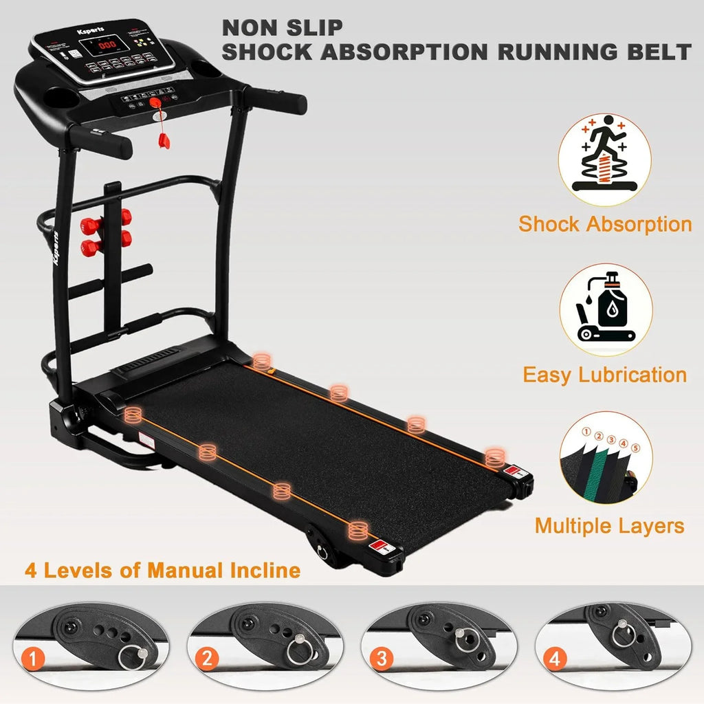 16.5 Inch Treadmill With Equipment, Display, Foldable Tracking Home Bluetooth Black movable LCD Connectivity, Gym And Apps For Fitness
