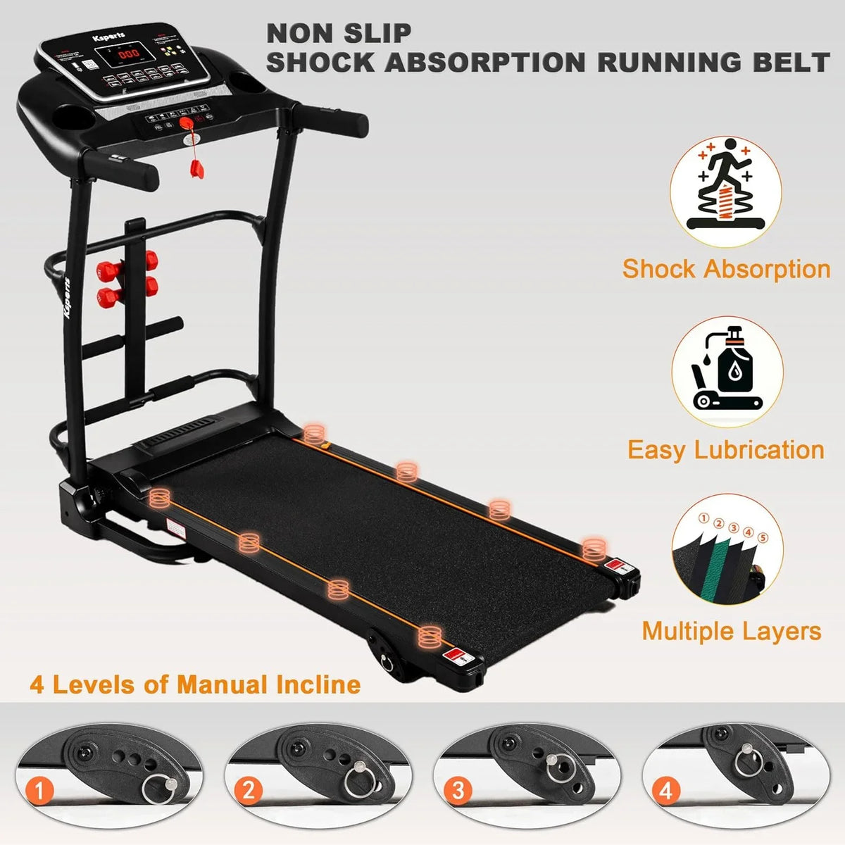 16.5 Inch Treadmill With Equipment, Display, Foldable Tracking Home Bluetooth Black movable LCD Connectivity, Gym And Apps For Fitness