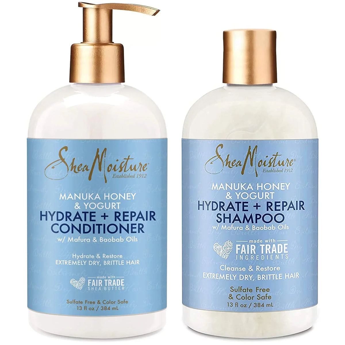 & Shampoo Conditioner Damaged Hair and Manuka Hydrate Repair 13oz Honey Yogurt SheaMoisture Shea Butter & For
