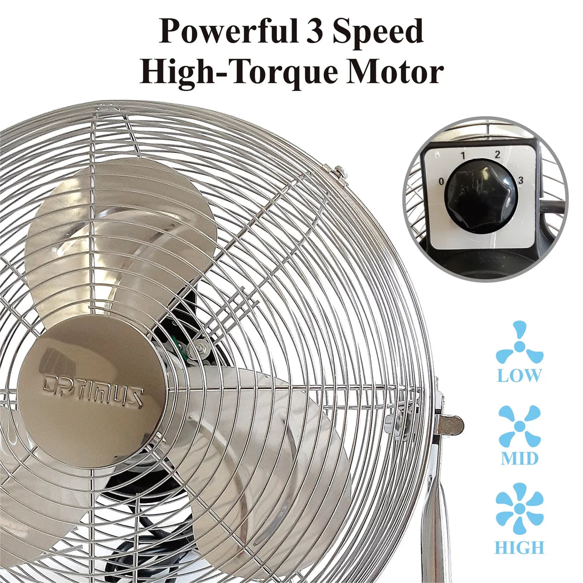 Industrial Fan, Inch Chrome 3 12 Heavy Optimus Duty Speed Aluminum F-4122