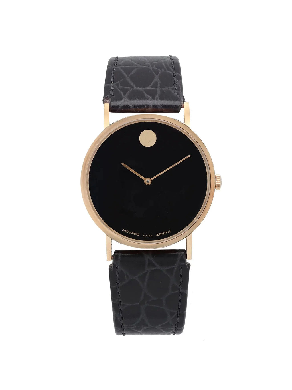 Movado Watch Dial 33mm Hand Yellow Black Wind 14K Museum Vintage Gold Zenith