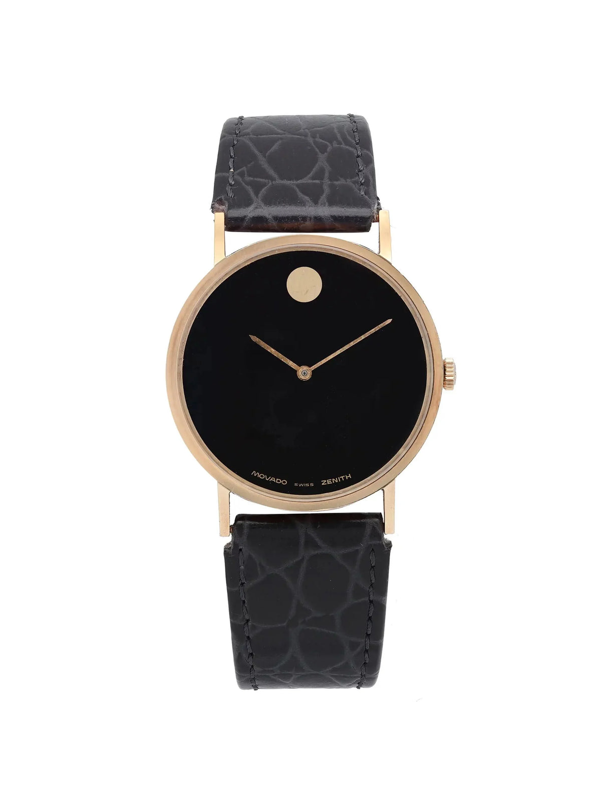 Movado Watch Dial 33mm Hand Yellow Black Wind 14K Museum Vintage Gold Zenith