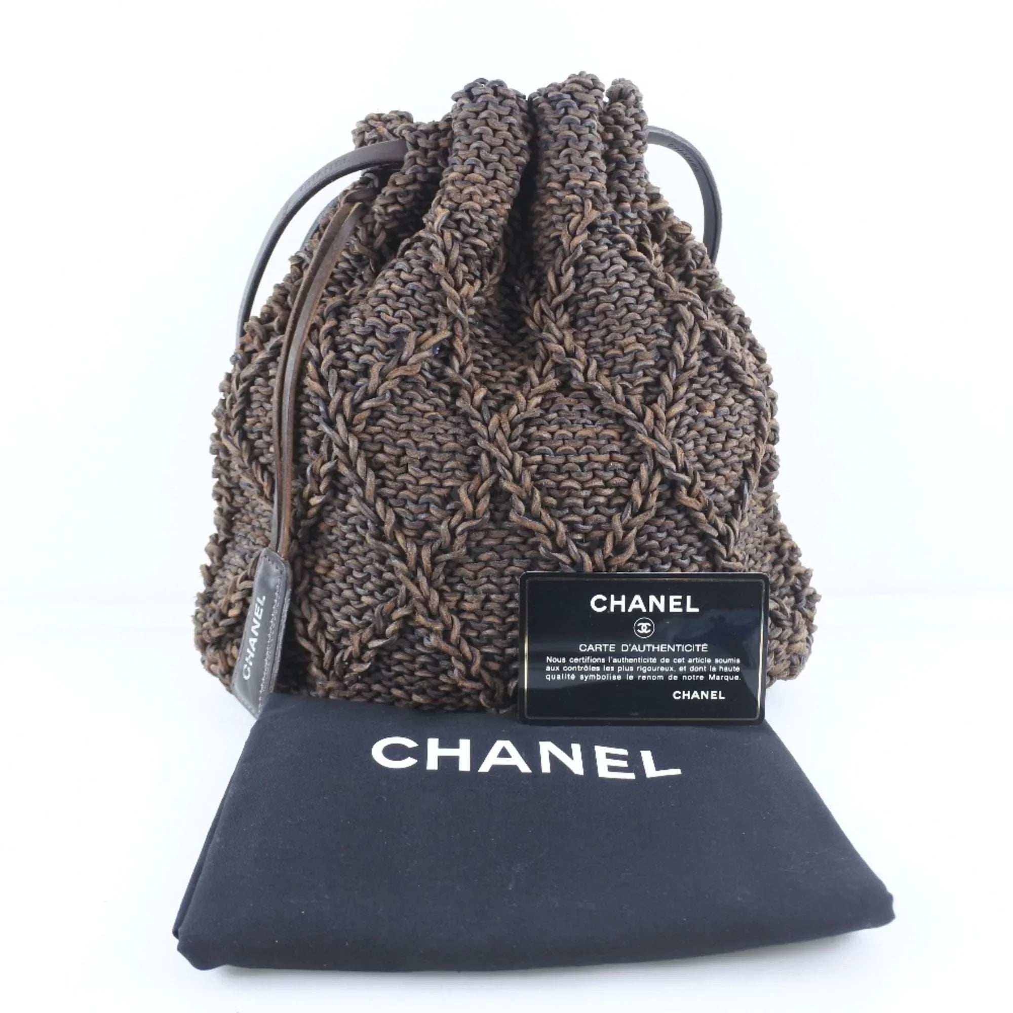 Bag Leather Women's (Good) Brown Chanel Shoulder Mesh Braided Pre-Owned
