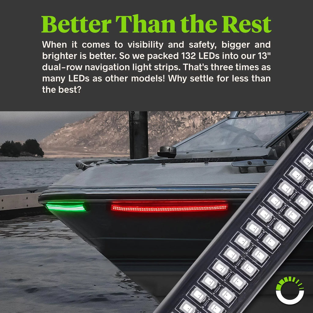 Red Strip Pontoon Kit Boat 2-Row Navigation 132 for Light LED Kayak Green Marine